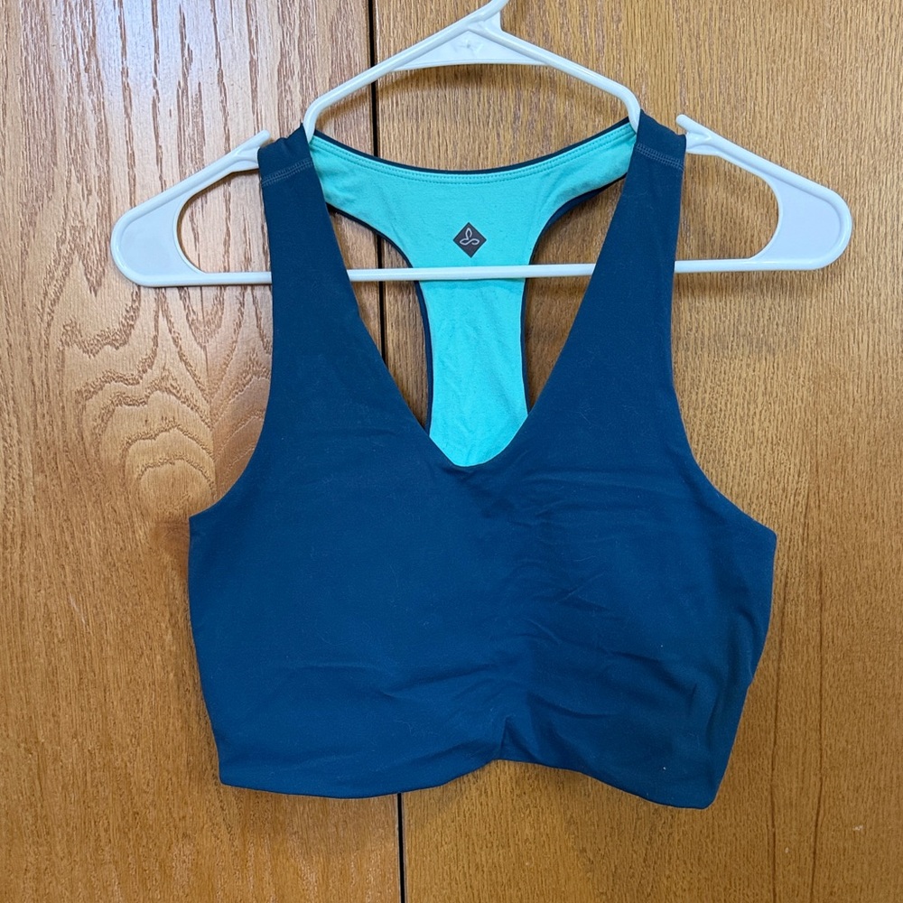 PrAna Reversible Racerback crop tank - Teal/Black